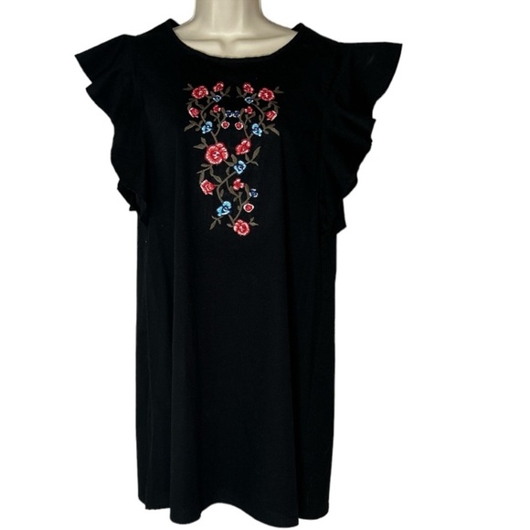 Potters Pot black sleeveless ruffle dress size L - Picture 1 of 7